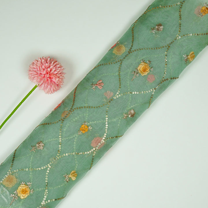 Rosha Jaal On Aqua Semi Organza