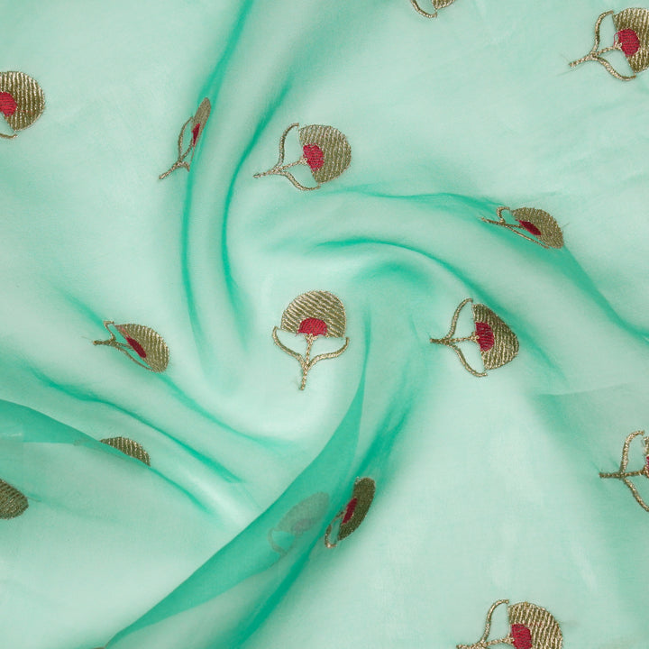 Sahira Buti On Pale Aqua Semi Organza