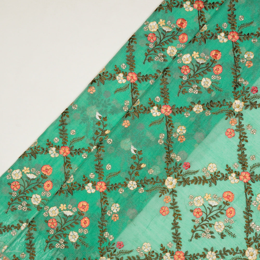 Charita Jaal on Aqua Silk Chanderi Embroidered Fabric