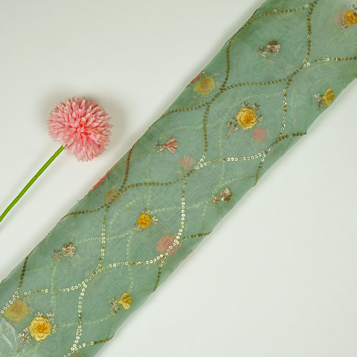 Rosha Jaal On Aqua Semi Organza