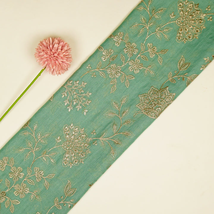 Sabira Jaal on Aqua Tussar Chanderi Embroidered Fabric