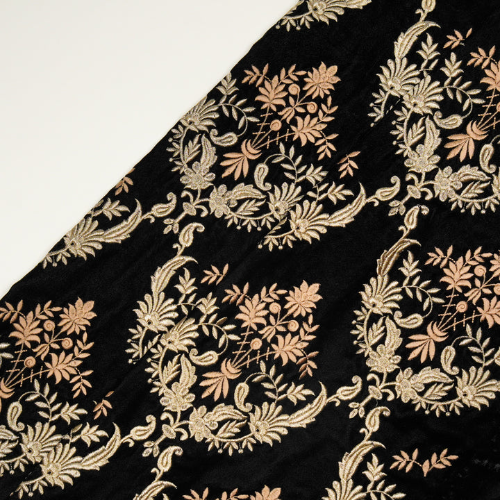 Aftaab Jaal On Black Velvet Embroidered Fabric