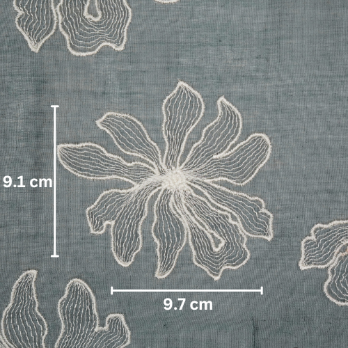 Sakina Buta on Steel/Grey Cotton Silk Embroidered Fabric