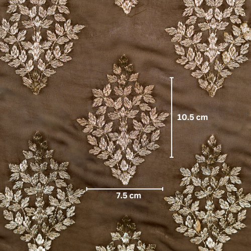 Rihan Buta on Brown Semi Georgette Embroidered Fabric