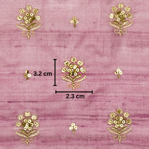 Naaz Buti On Mauve Tussar Silk Embroidered Fabric