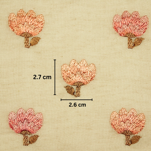 Ruhiya Buti on Ecru Cotton Linen Embroidered Fabric