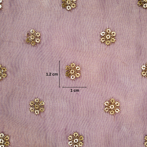Sona Buti on Light Purple Silk Tissue  Embroidered Fabric