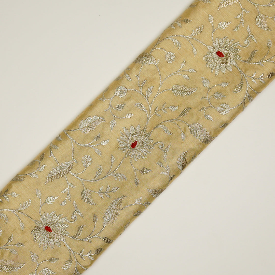 Kanira Jaal on Beige Dola Silk Embroidered Fabric