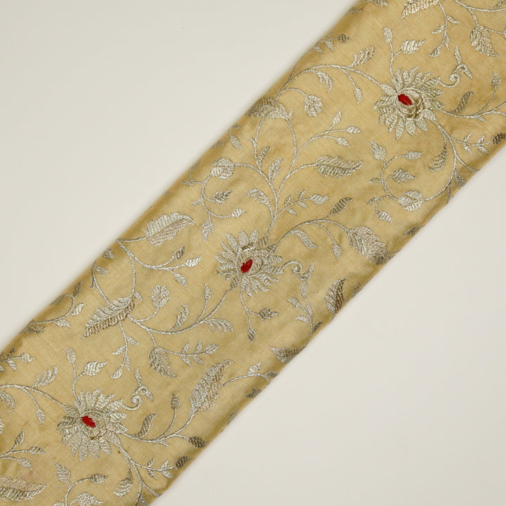 Kanira Jaal on Beige Dola Silk Embroidered Fabric