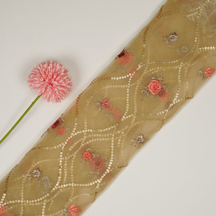 Rosha Jaal On Beige Semi Organza