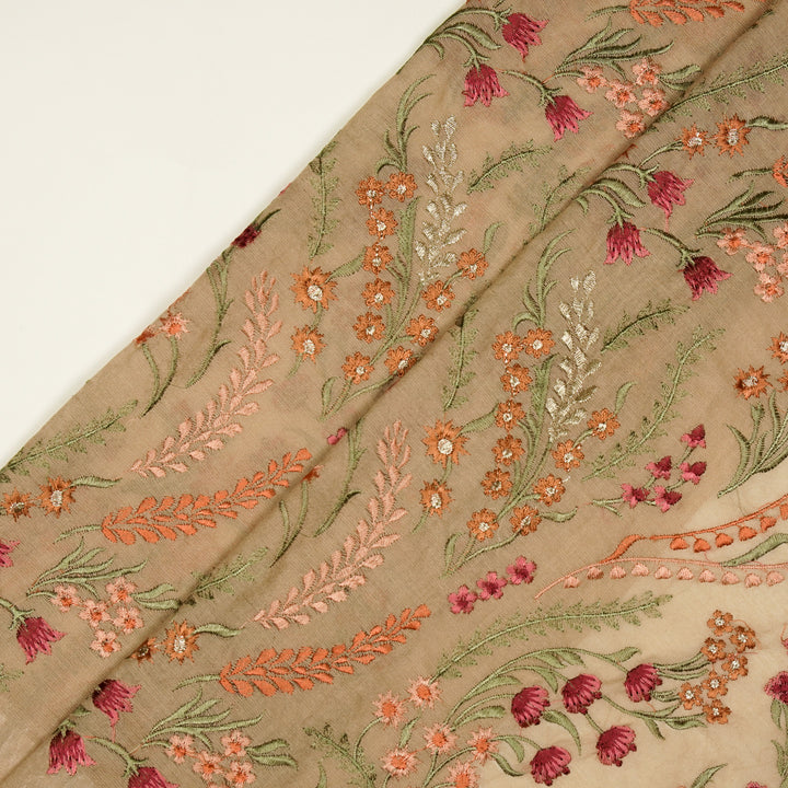 Zumra Jaal on Beige Cotton Silk Embroidered Fabric