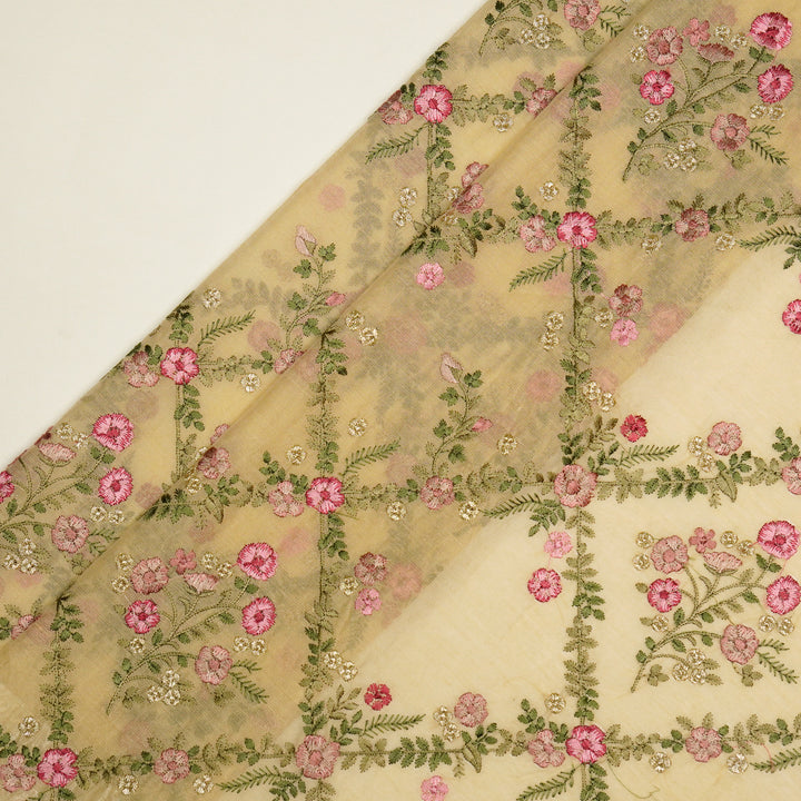 Charita Jaal on Beige Silk Chanderi Embroidered Fabric