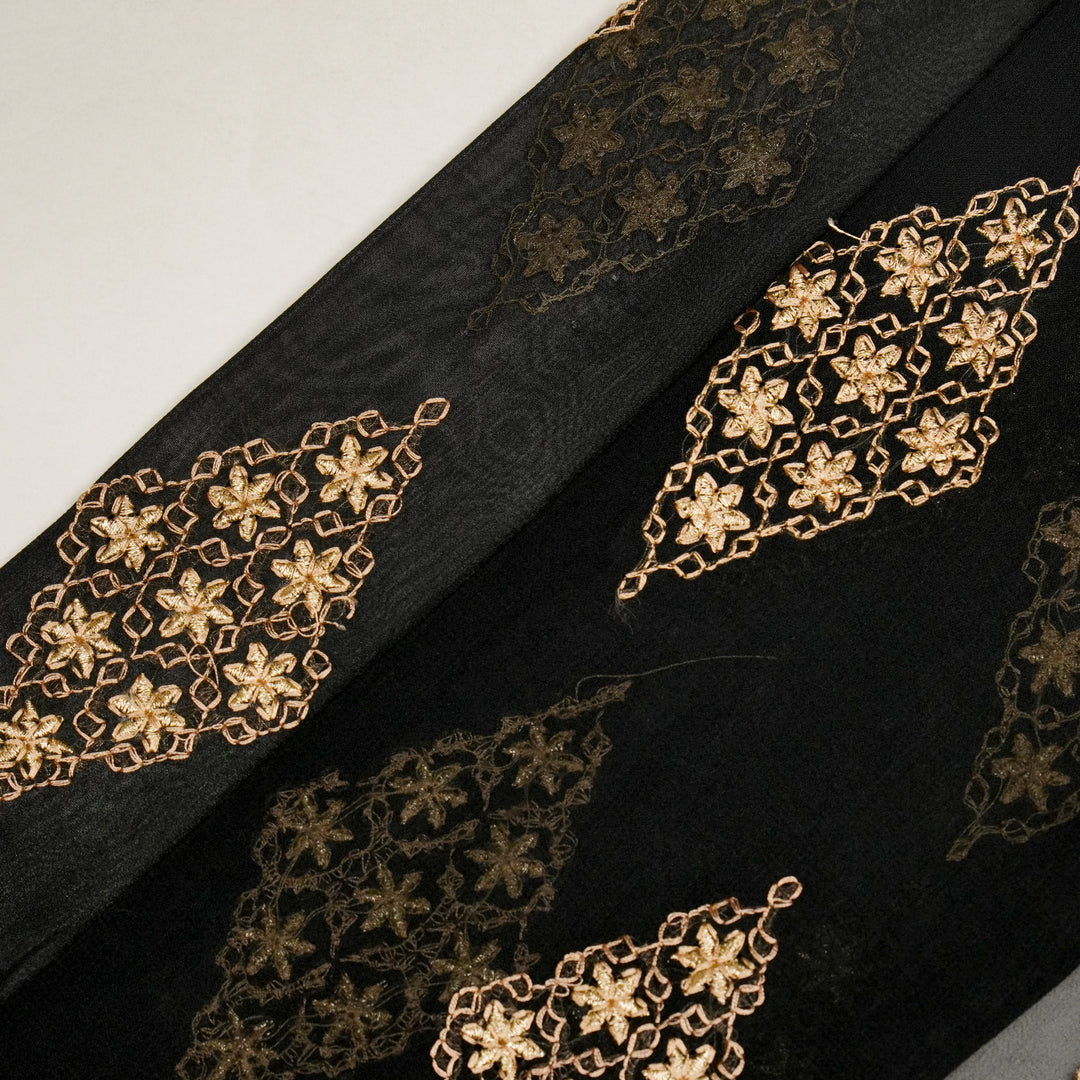 Aseela Buta on Black Semi Georgette Embroidered Fabric