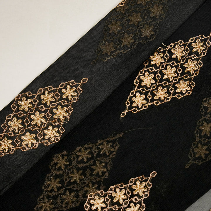 Aseela Buta on Black Semi Georgette Embroidered Fabric