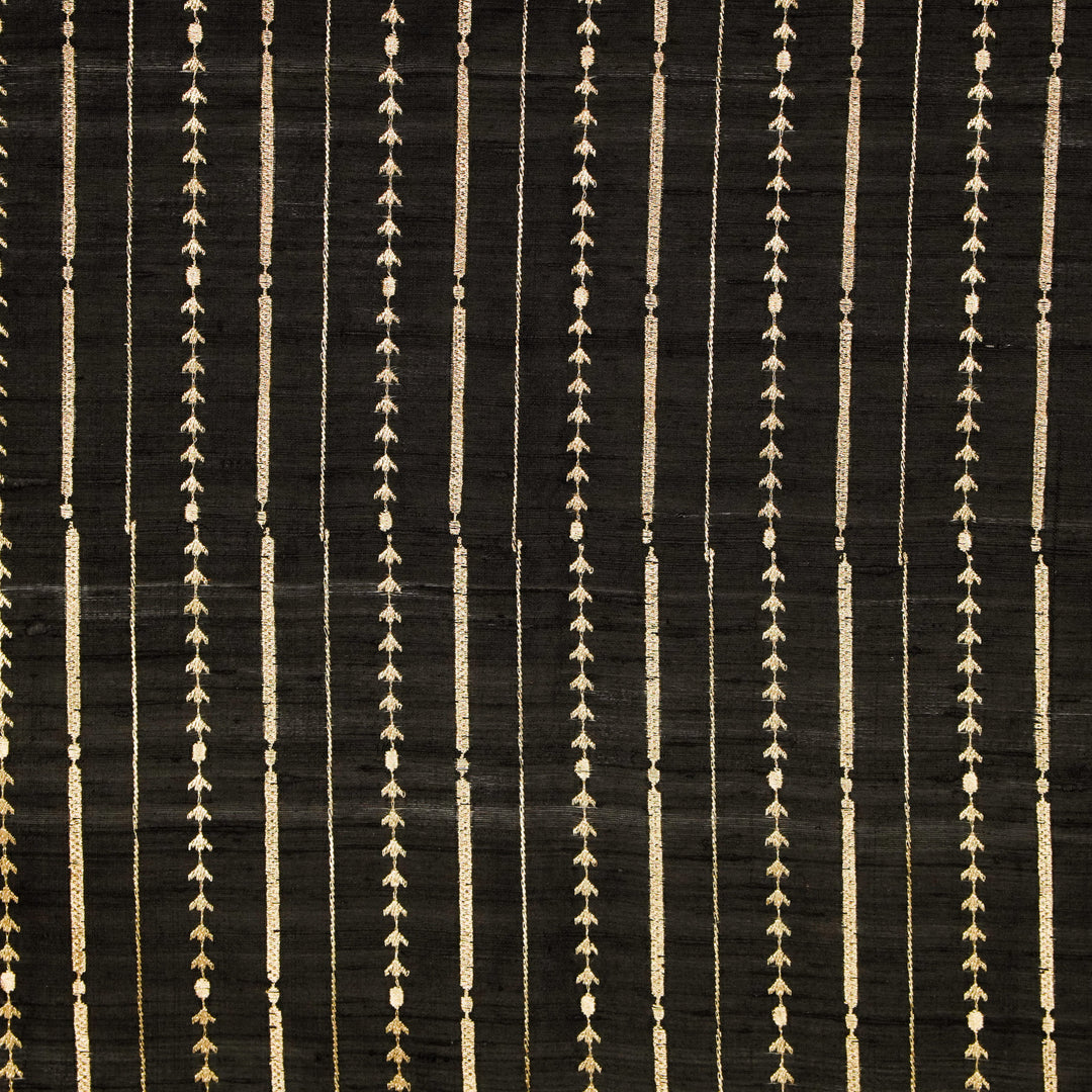 Zavaya Jaal on Black Raw Silk Embroidered Fabric