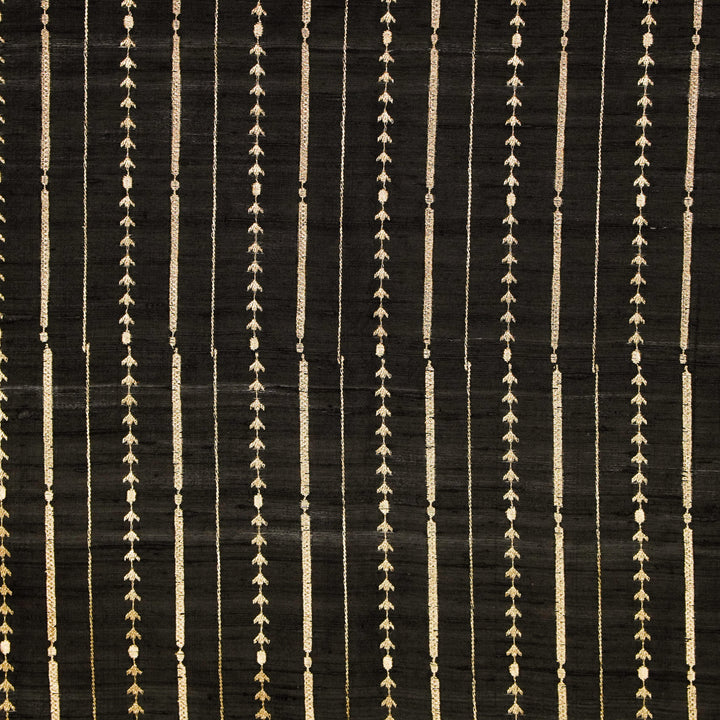 Zavaya Jaal on Black Raw Silk Embroidered Fabric