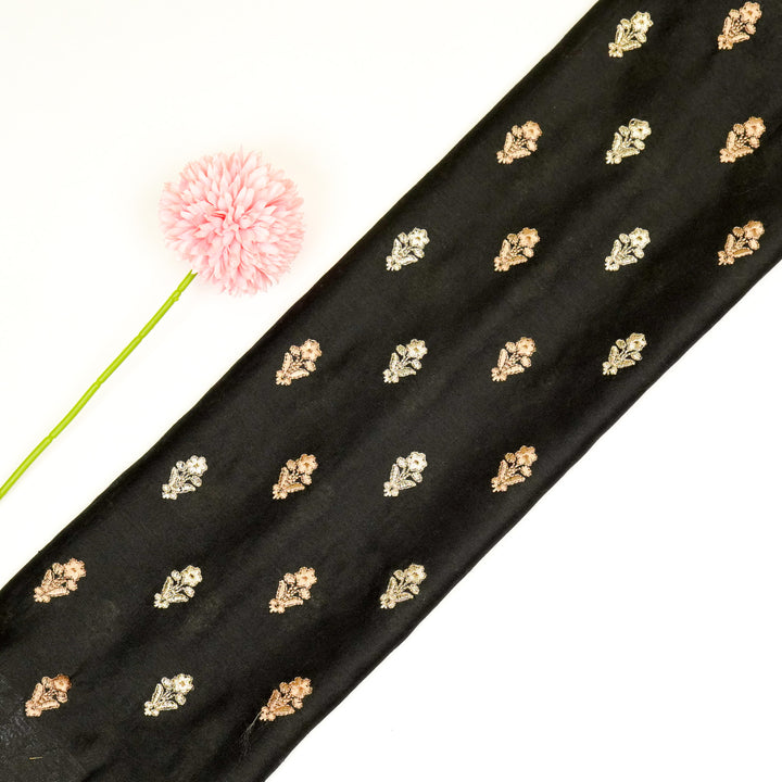 Tusha Buti on Black Luxe Silk Chanderi Embroidered Fabric