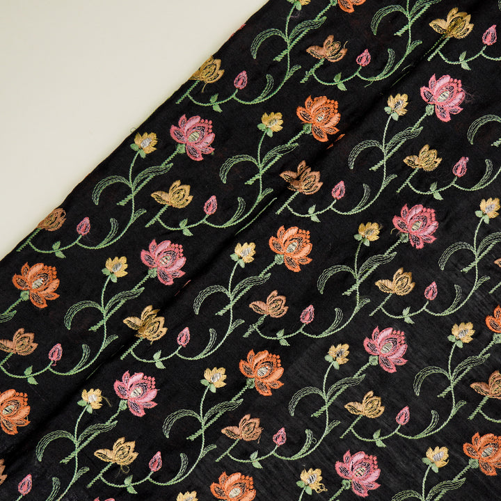 Madhurima Jaal on Black Munga Silk Embroidered Fabric