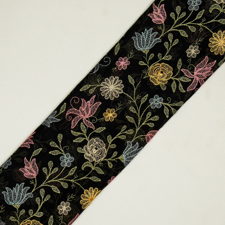 Amaira Jaal on Black Cotton Silk Embroidered Fabric