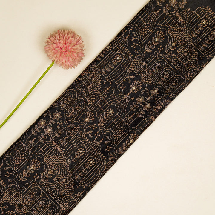 Shaira Jaal on Black Munga Silk Embroidered Fabric