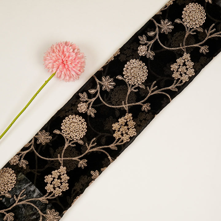 Glida Jaal on Black Semi Georgette Embroidered Fabric