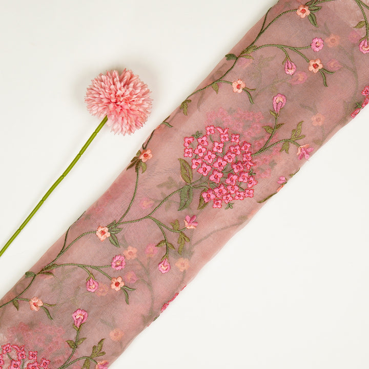 Gulista Jaal on Blush Silk Organza Embroidered Fabric