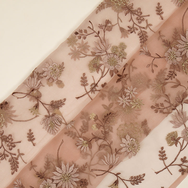 Komal Buta on Blush Silk Organza Embroidered Fabric