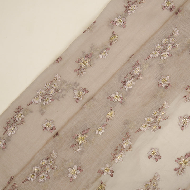 Sheen Buta on Blush Cotton Silk Embroidered Fabric
