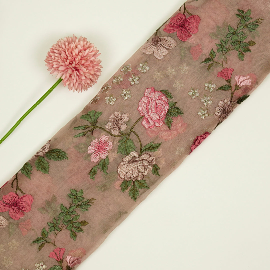 Anvitha Jaal on Blush Silk Organza Embroidered Fabric