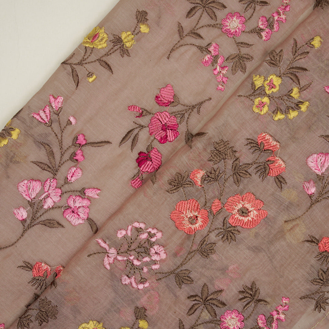 Nasma Jaal on Blush Cotton Silk Embroidered Fabric