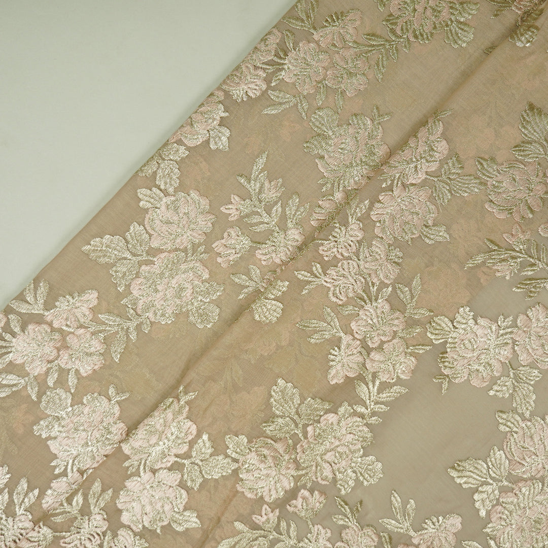 Taruja Jaal on Blush Cotton Silk Embroidered Fabric