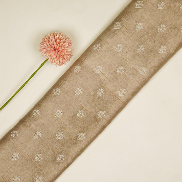 Naqsh Buti on Blush Raw Silk Embroidered Fabric