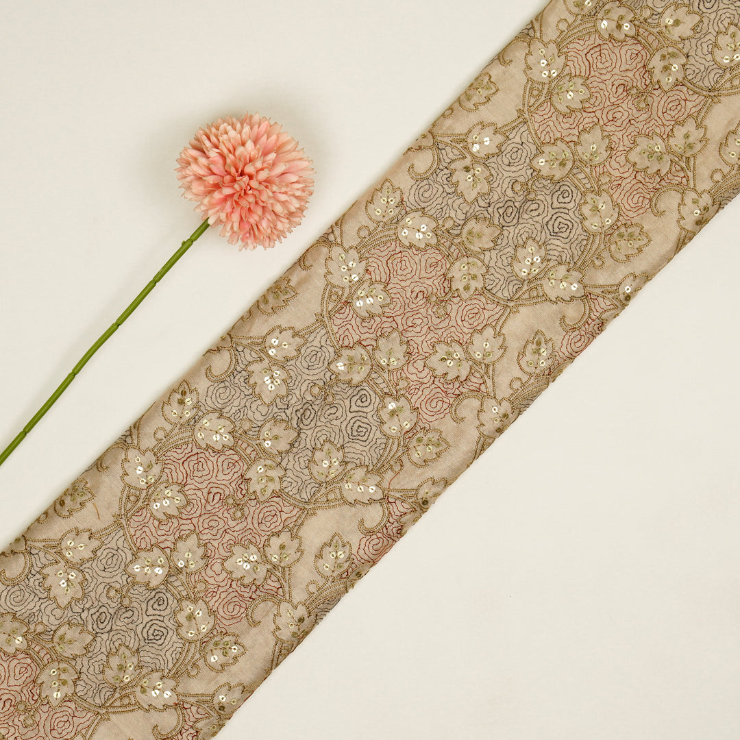 Kashida Jaal on Blush Luxe Silk Chanderi Embroidered Fabric