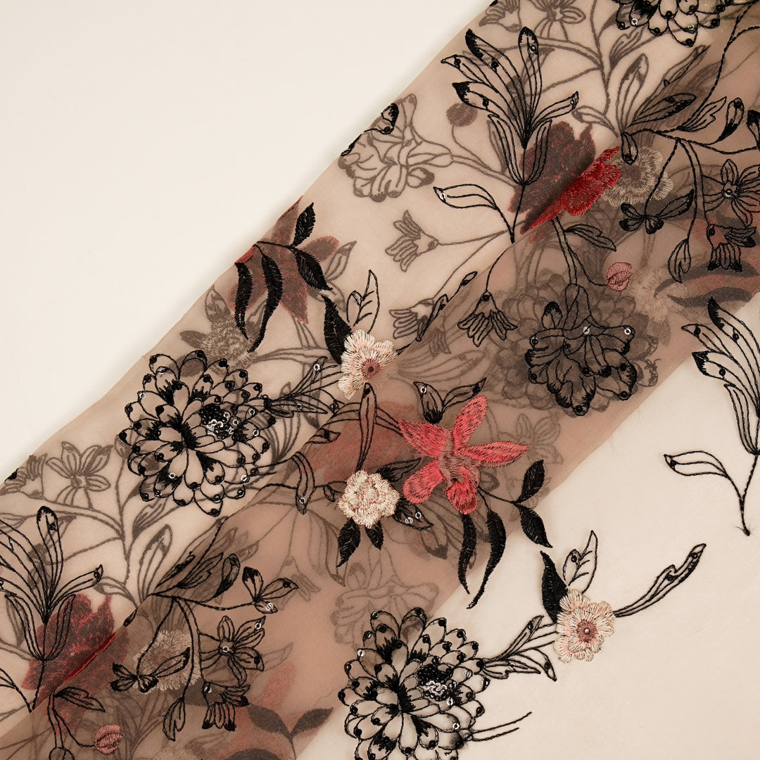 Layla Jaal on Blush Silk Organza Embroidered Fabric
