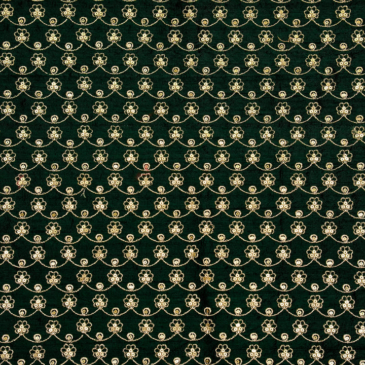 Varnika Jaal on Bottle Green Raw Silk Embroidered Fabric