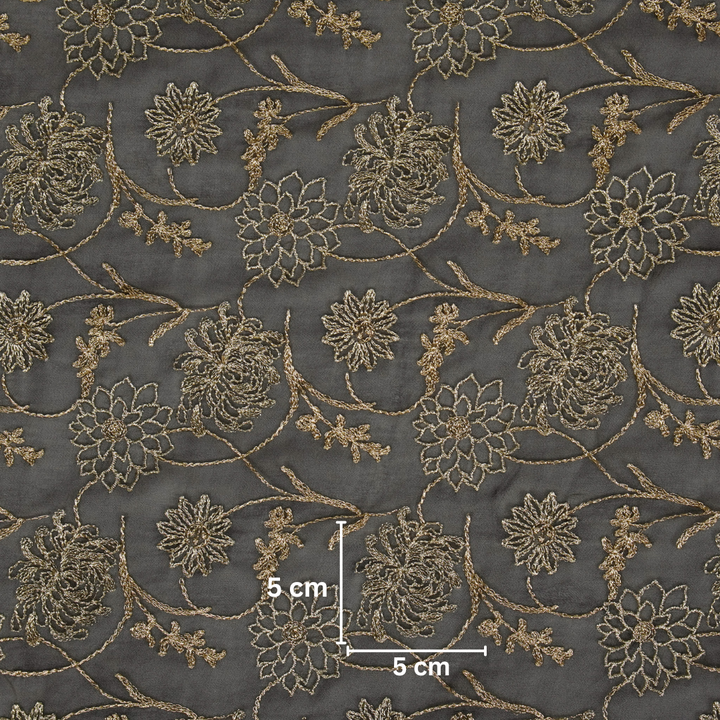 Rakavi Jaal on Charcoal Georgette Embroidered Fabric