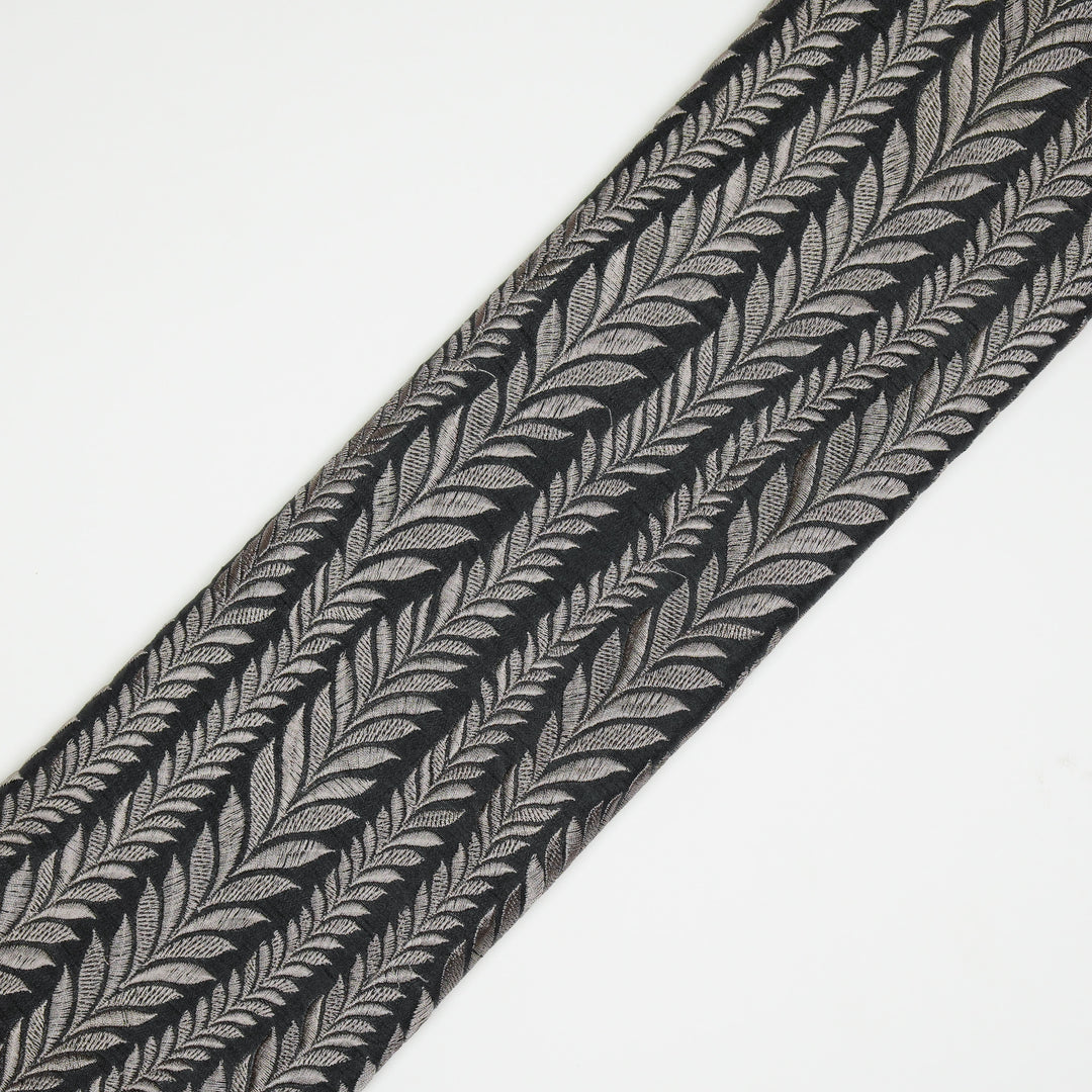 Zeena Jaal on Charcoal Dola Silk Embroidered Fabric