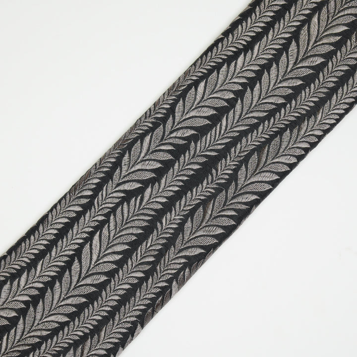 Zeena Jaal on Charcoal Dola Silk Embroidered Fabric