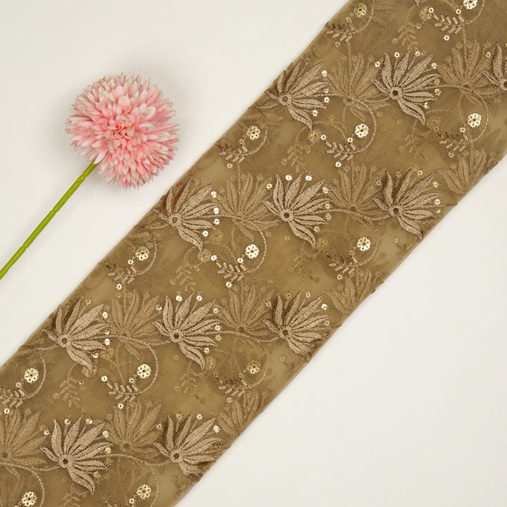 Kaaya Jaal on Chiku Silk Organza Embroidered Fabric