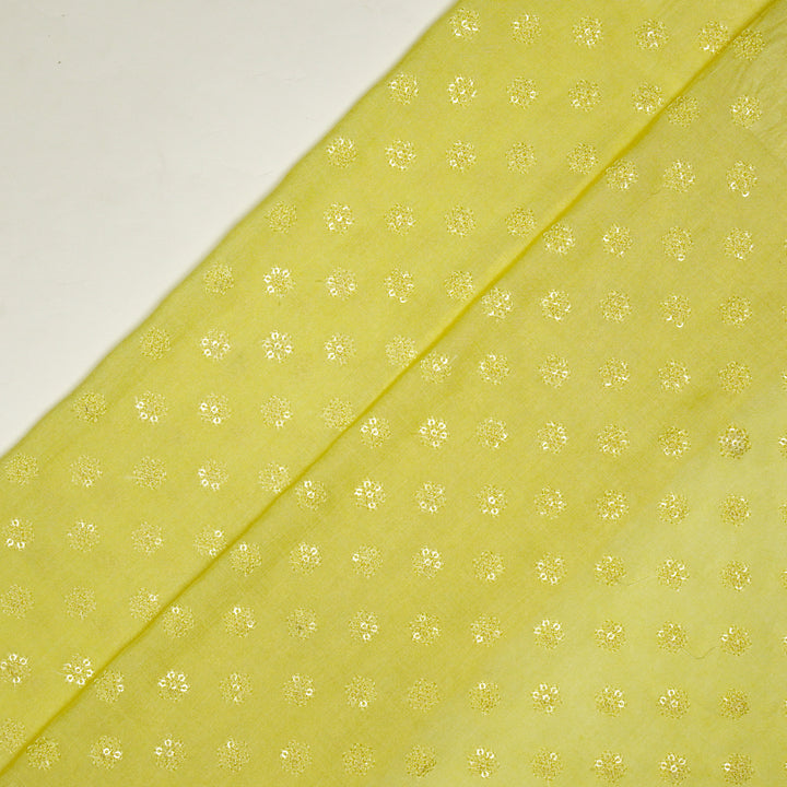 Nihar Buti on Chrome Yellow Cotton Silk Embroidered Fabric