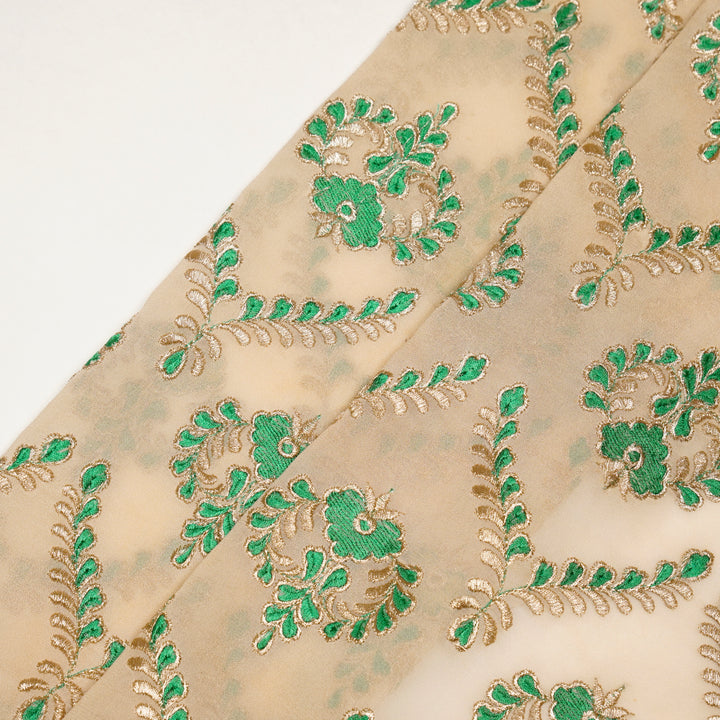 Rounaq Jaal on Cream Semi Georgette Embroidered Fabric