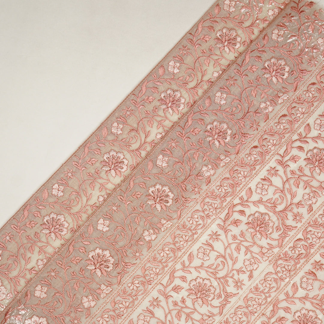 Shan Jaal on Cream/Blush Cotton Silk Embroidered Fabric