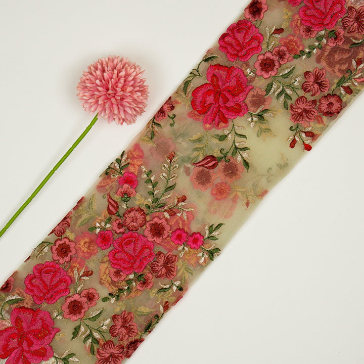 Mahaara Jaal on Cream Silk Organza Embroidered Fabric