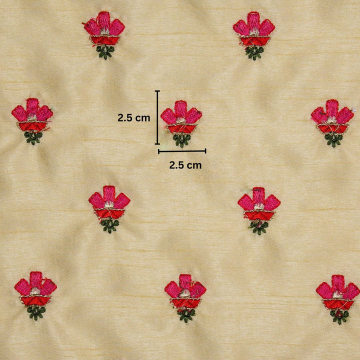 Trifla Buti on Cream Semi Raw Silk Embroidered Fabric