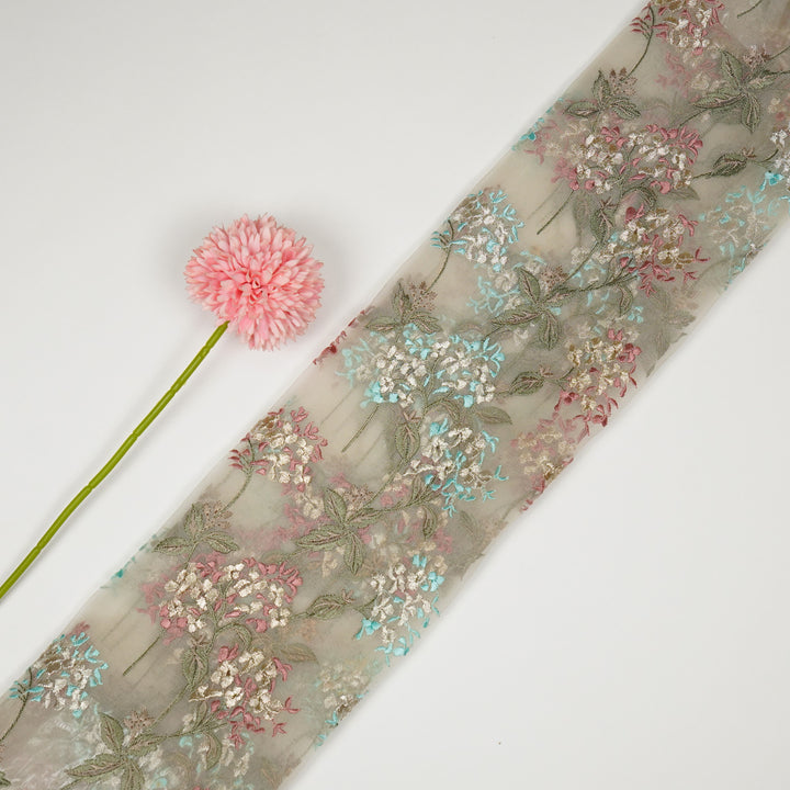 Shafaq Jaal on Cream Imported Silk Organza Embroidered Fabric