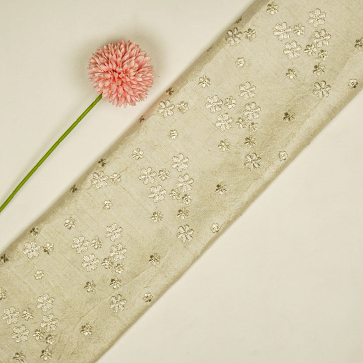 Afnan Buti on Cream Raw Silk Embroidered Fabric