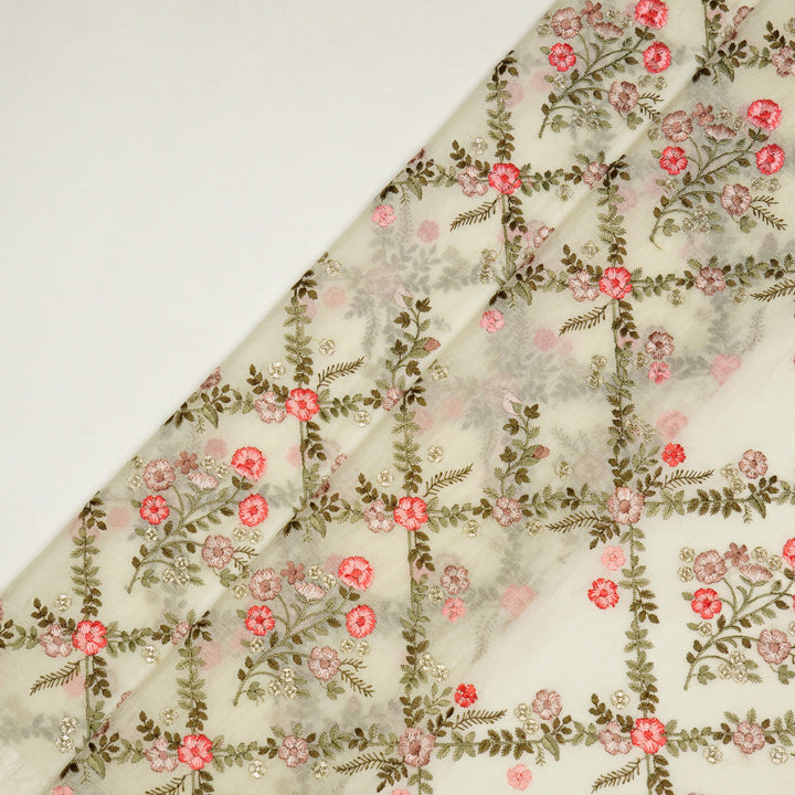 Charita Jaal on Cream Silk Chanderi Embroidered Fabric