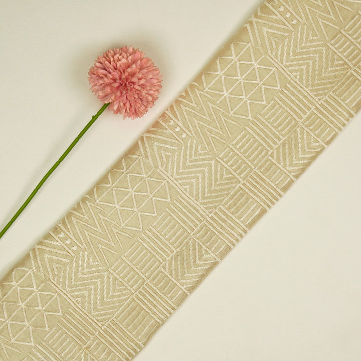 Mehraab Jaal on Cream Luxe Silk Chanderi Embroidered Fabric