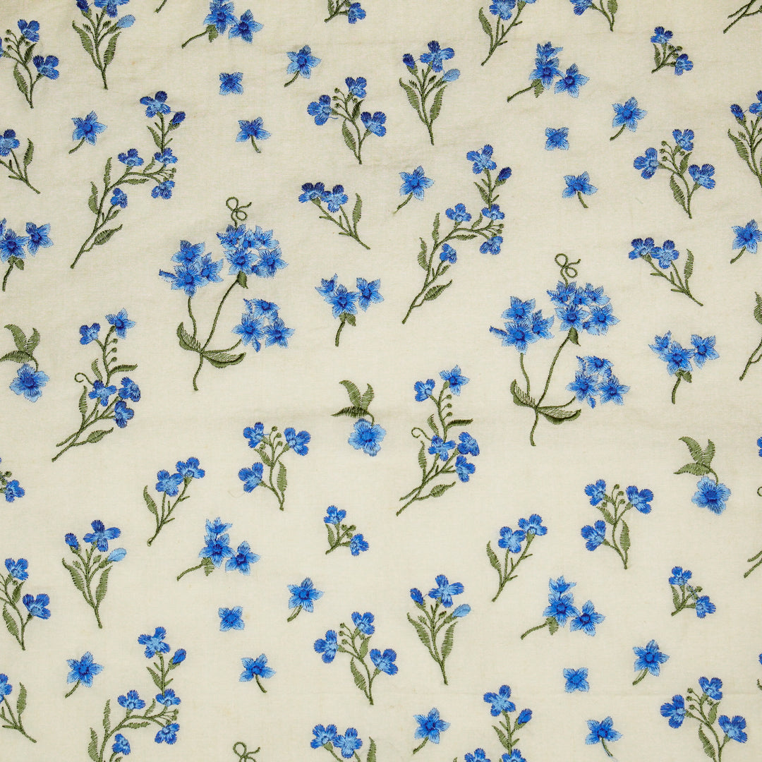 Safiya Buta on Cream Cotton Linen Embroidered Fabric