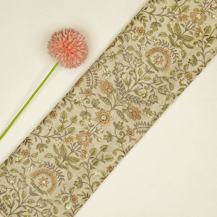 Lamya Jaal on Cream Semi Raw Silk Embroidered Fabric